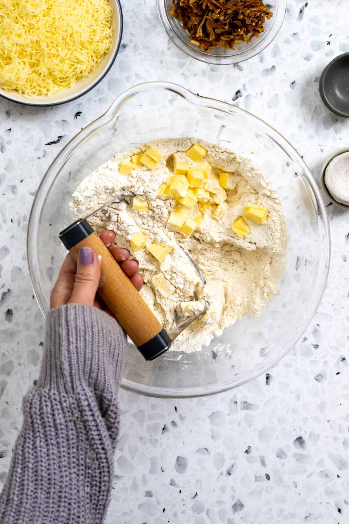 cutting butter into flour
