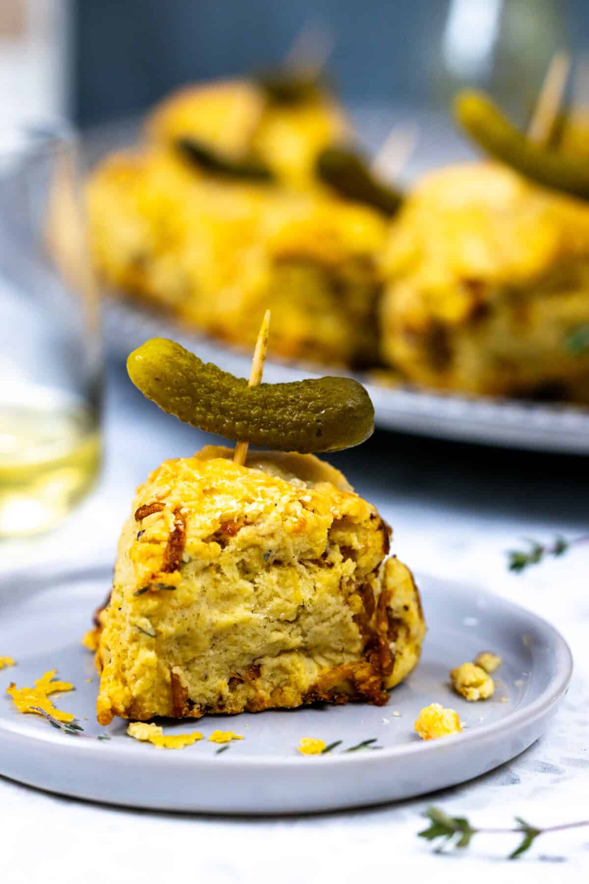 Savory Onion Scone with a Cornichon