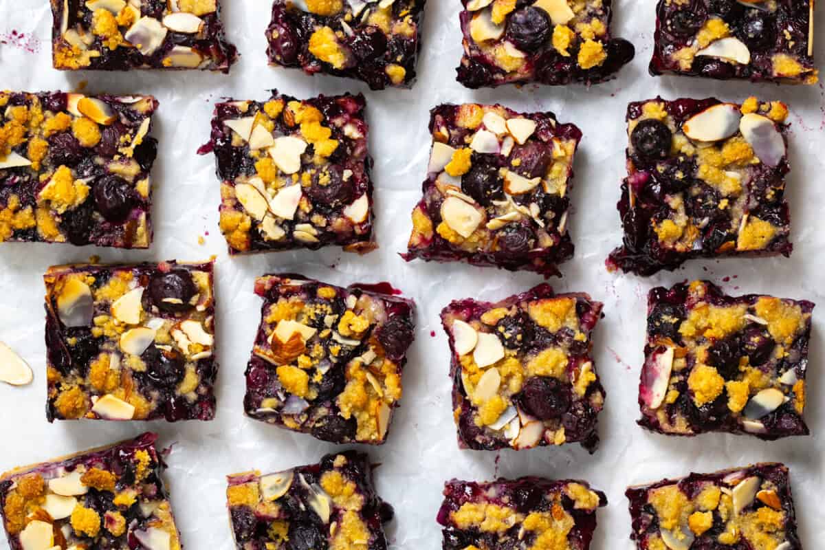 Blueberry Almond Crumble Bars close up