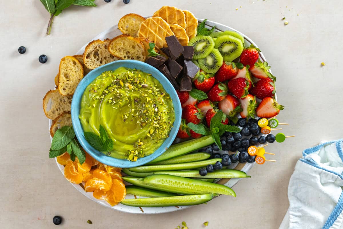 Honey Citrus Avocado Dip platter