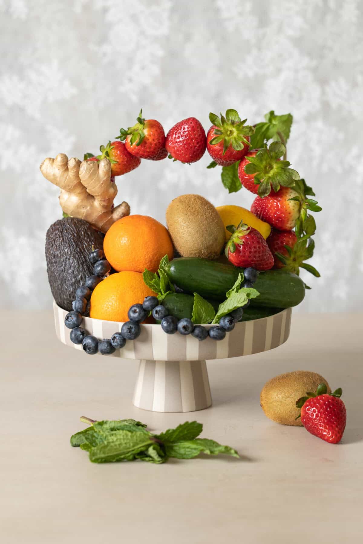 Edible centerpiece using Honey Citrus Avocado Dip ingredients.