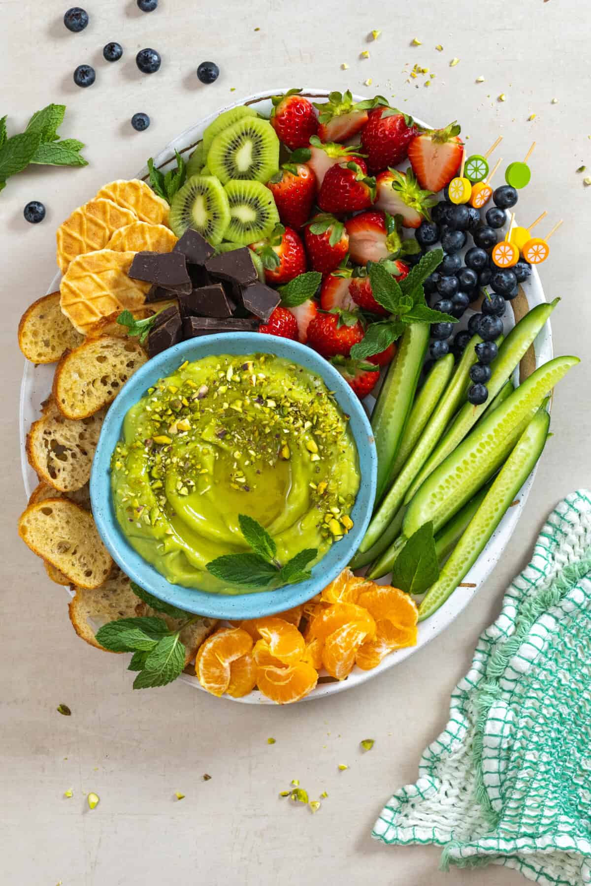 Honey Citrus Avocado Dip platter