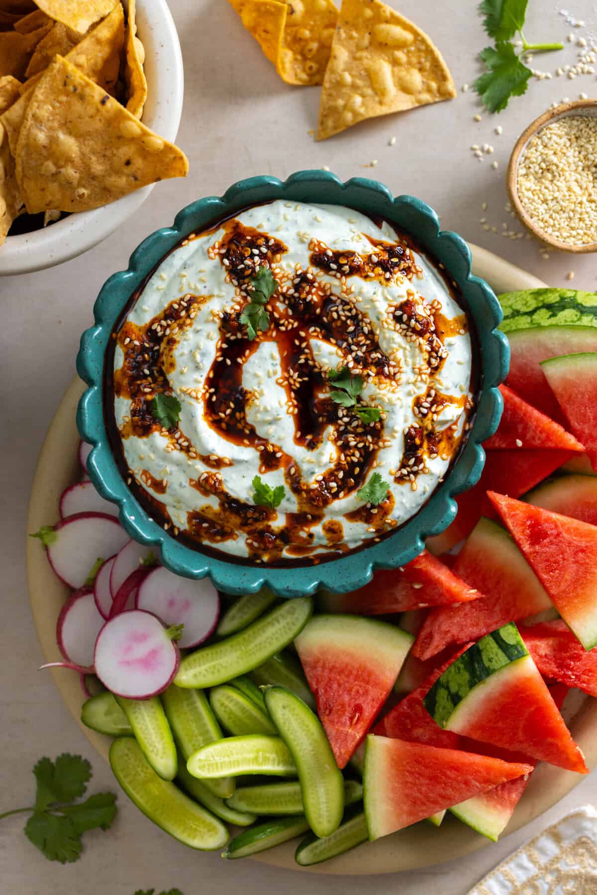 Chili Oil Cottage Cheese Dip from Baking The Goods