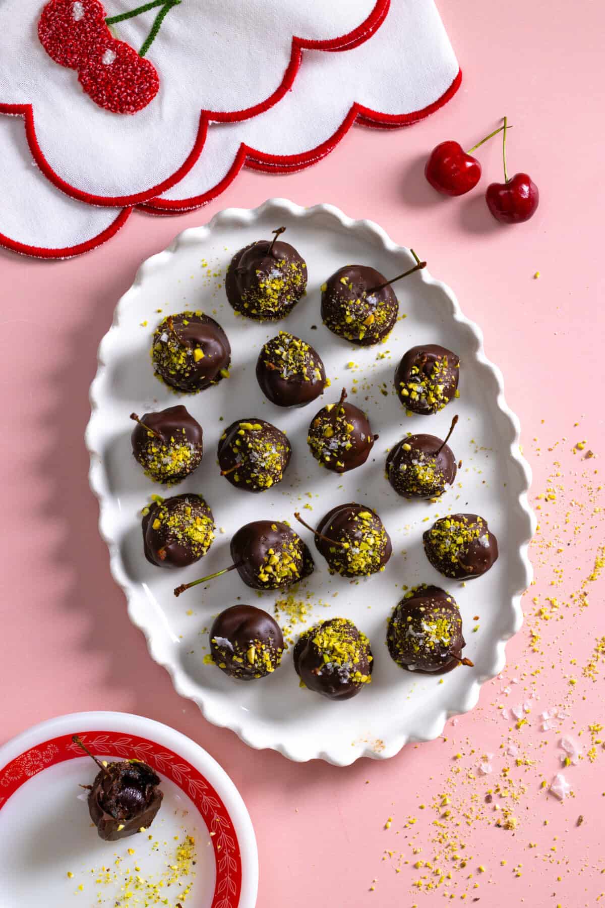 Chocolate Prune Cherry Bombs on a platter