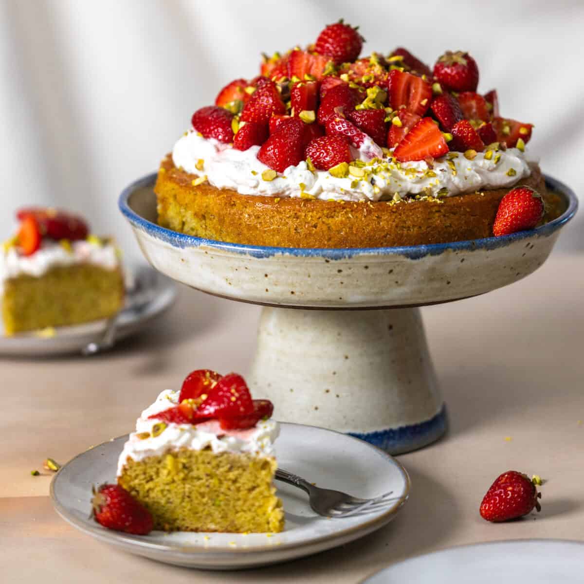 Strawberry Pistachio Olive Oil Cake by Baking The Goods