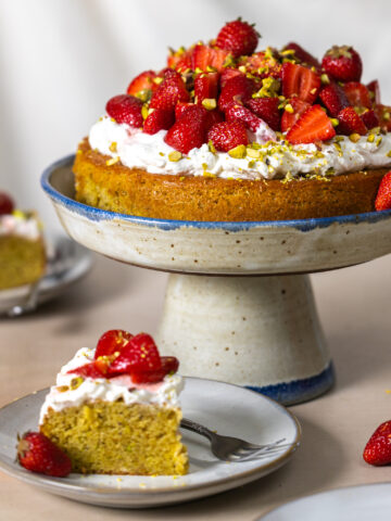 Strawberry Pistachio Olive Oil Cake by Baking the Goods