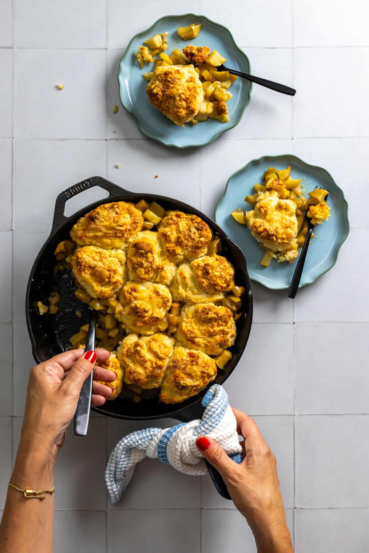 Serving Apple Cheddar Cobbler