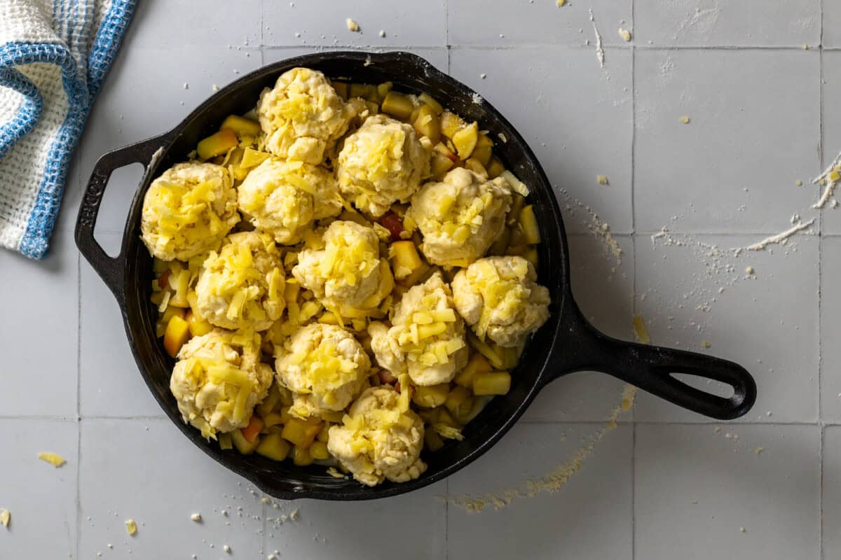 Apple Cheddar Cobbler pre-baked