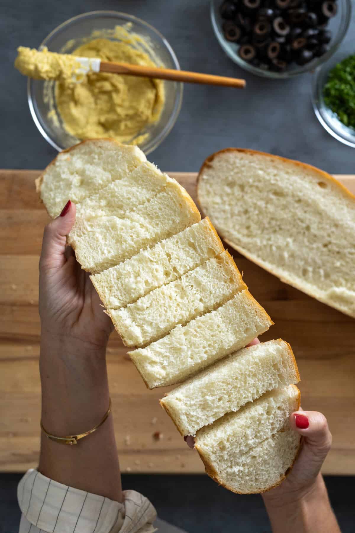 Hasselback sliced French Bread