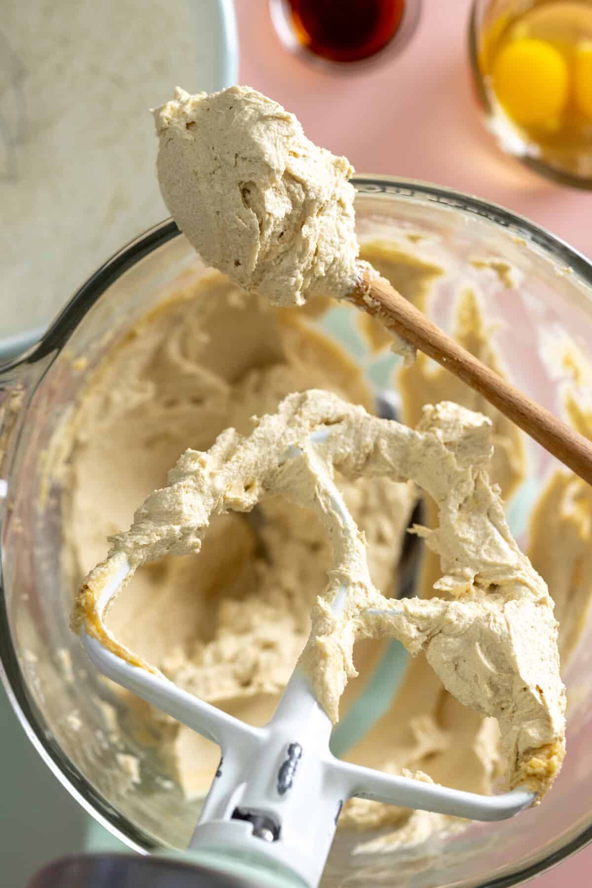 creamed butter, sugar and brown sugar