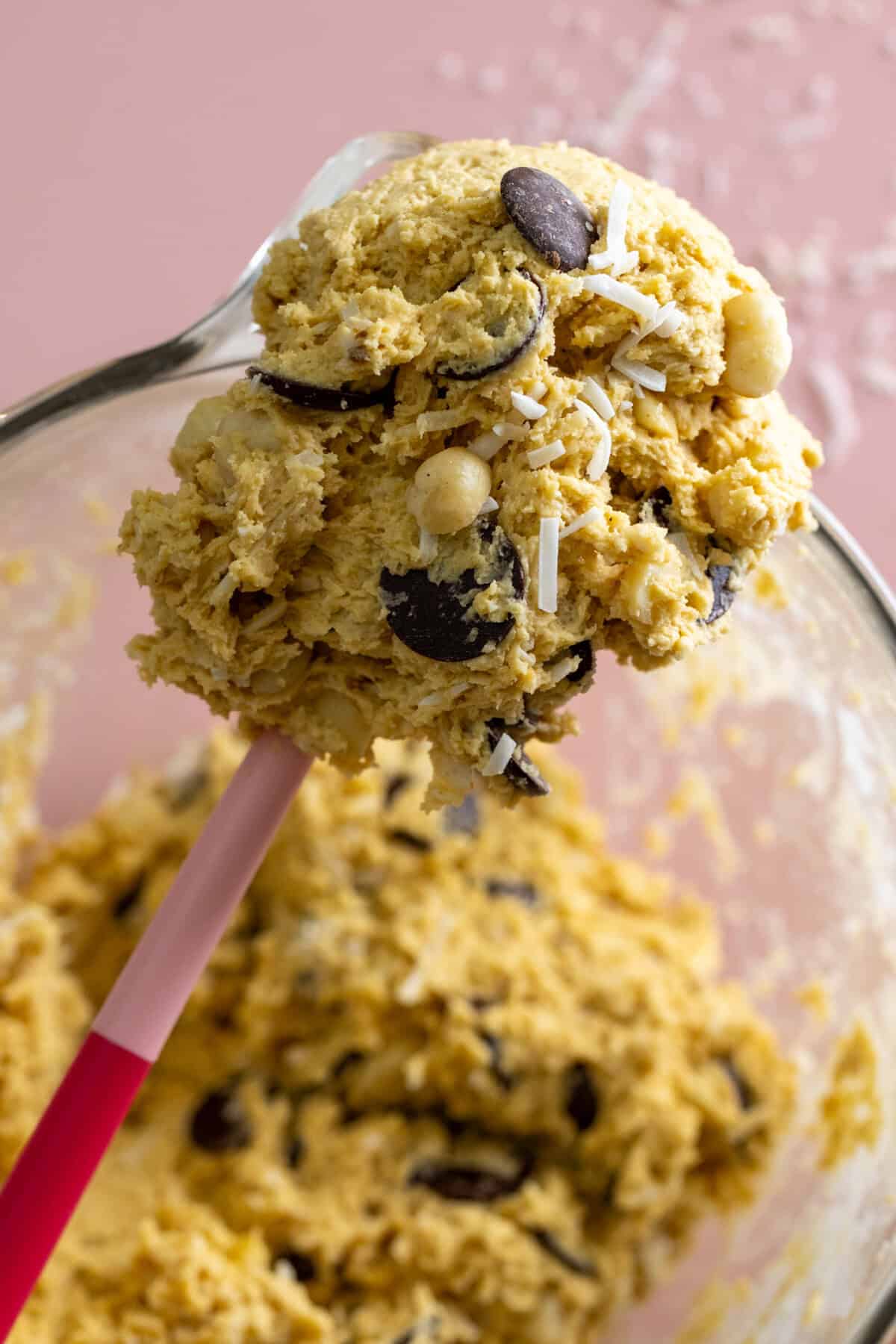 Macadamia Nut Coconut Chocolate Chip Cookie dough