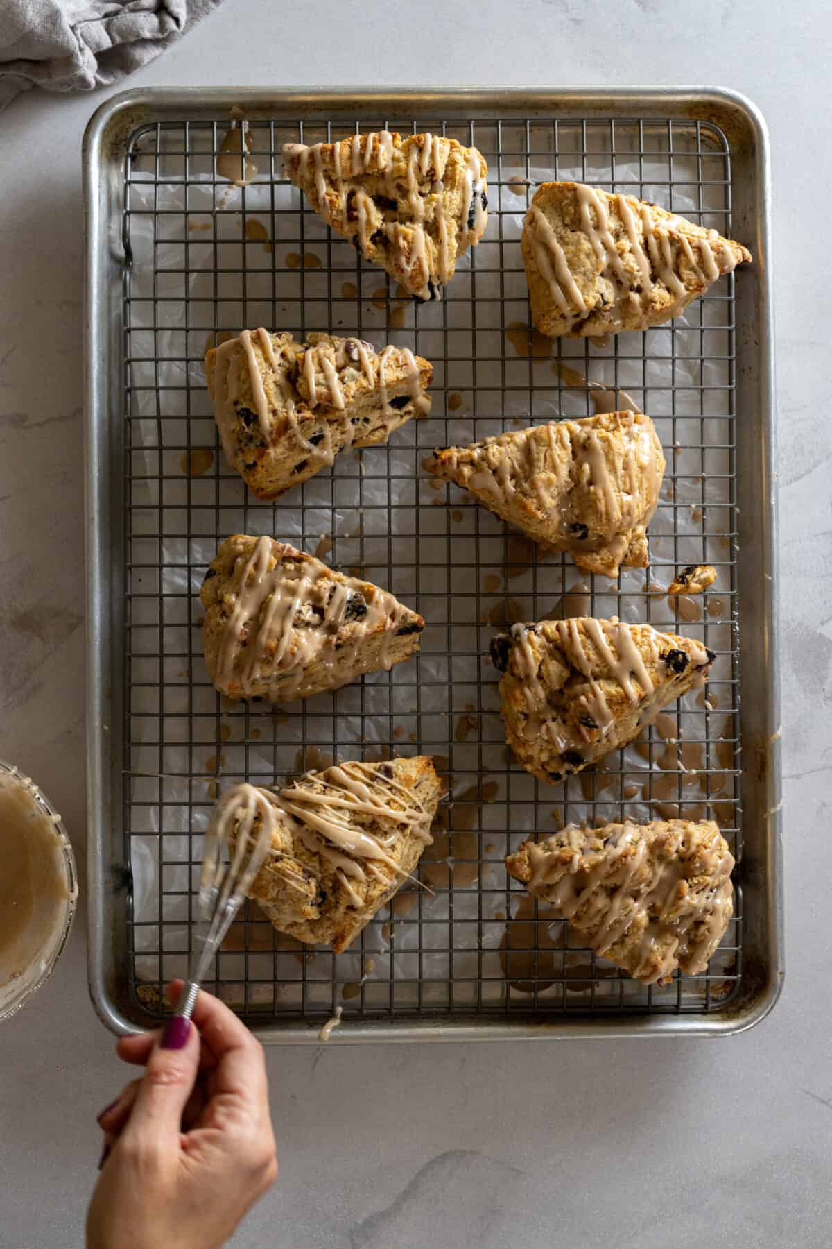 Glazing Maple Pecan Prune Scones