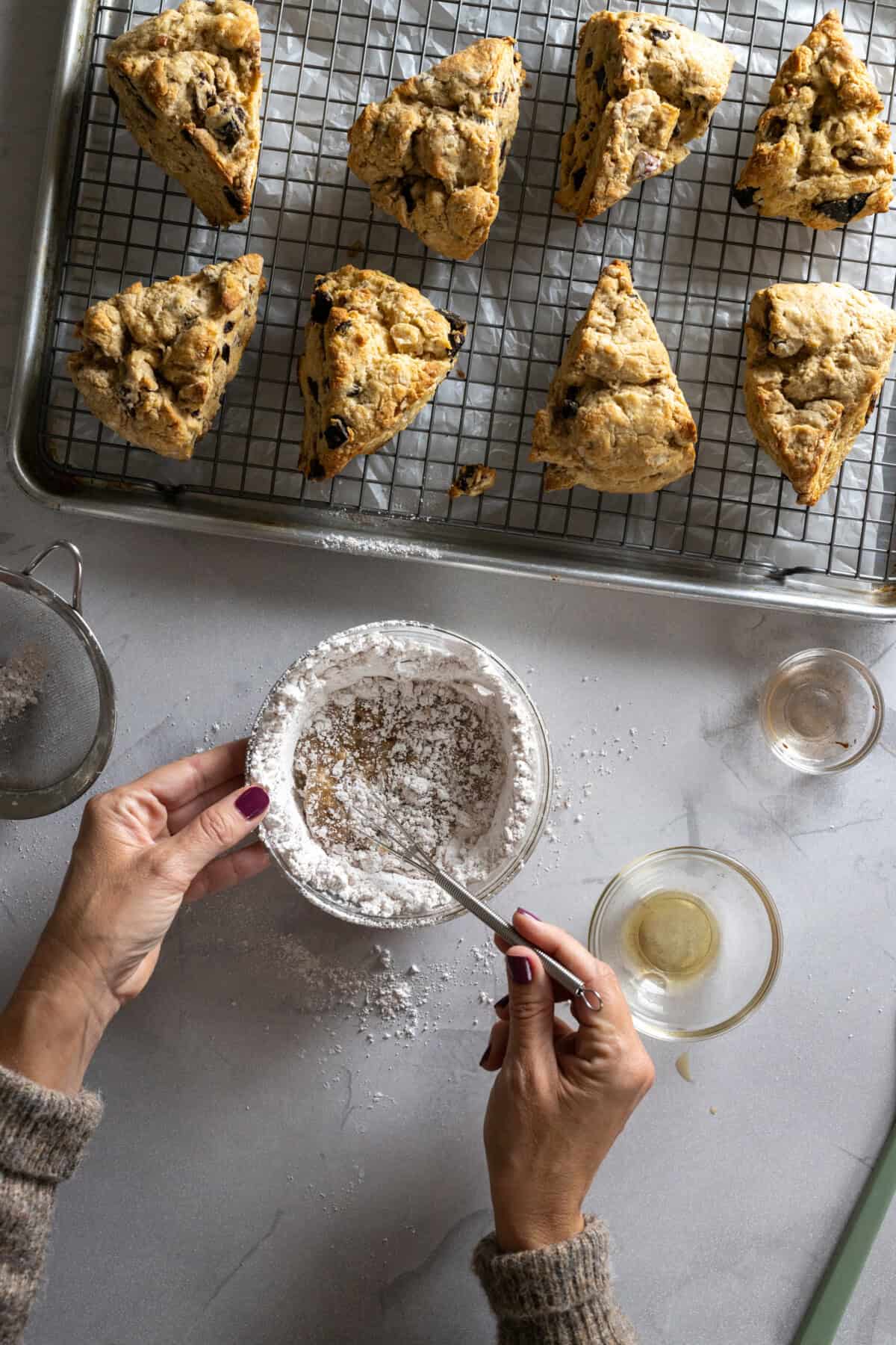 Mixing cinnamon maple glaze