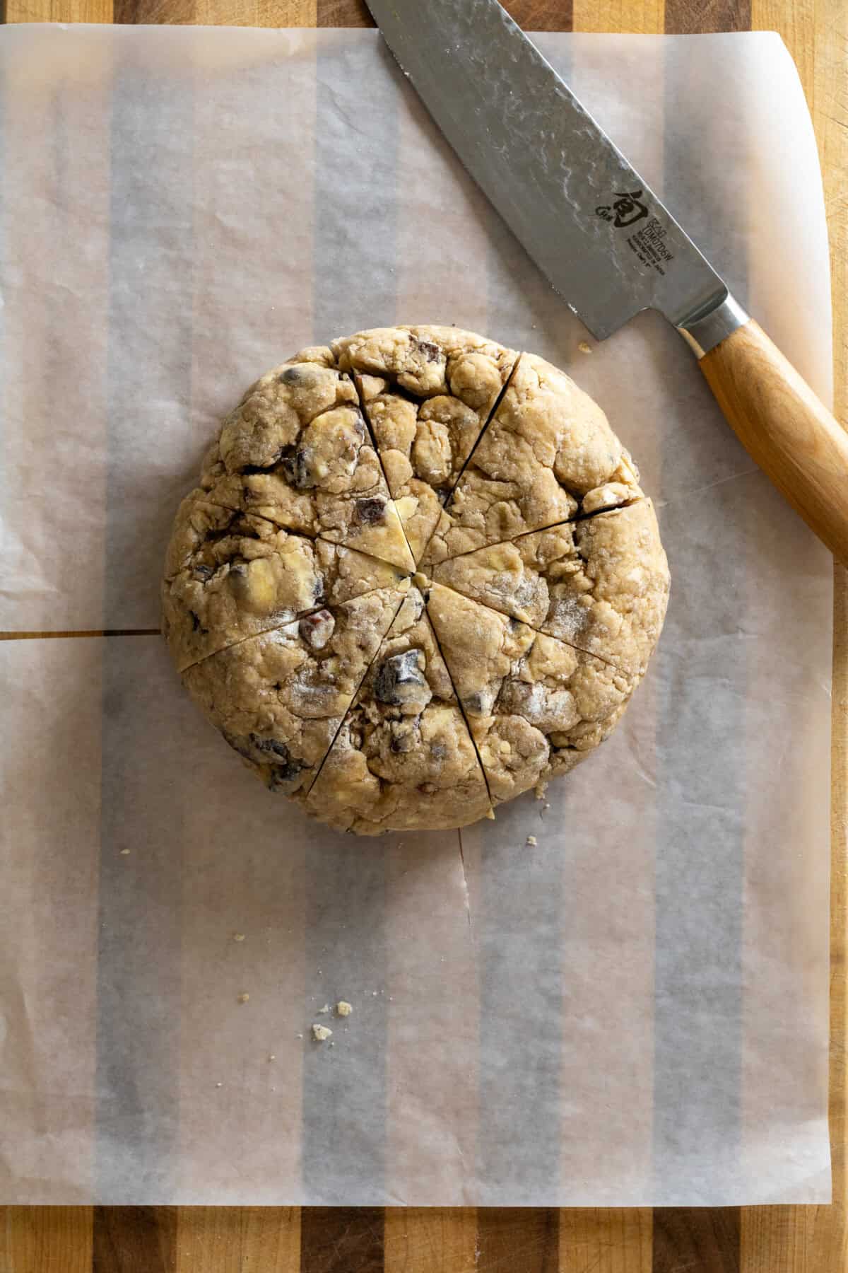 divide scone dough into wedges