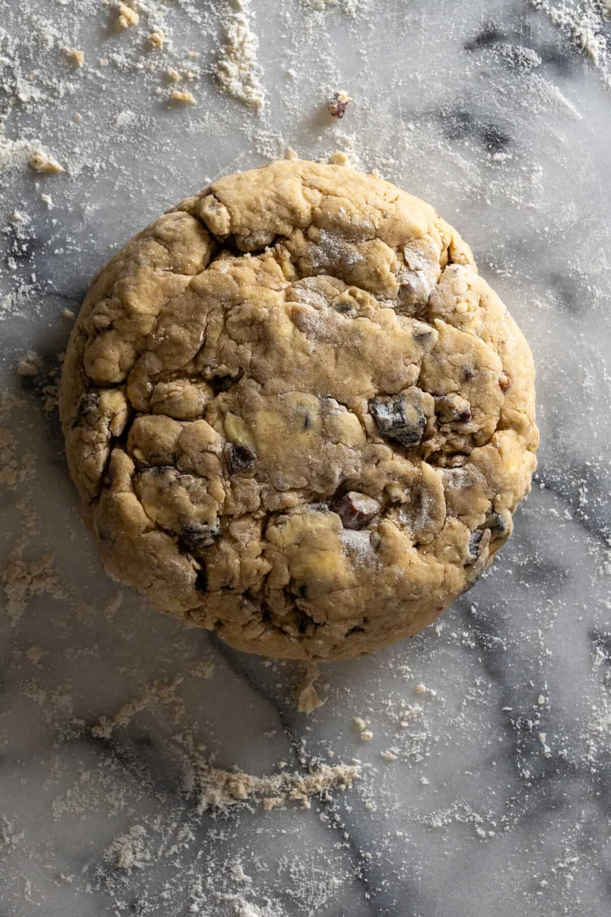 Maple Pecan Prune Scone dough disk