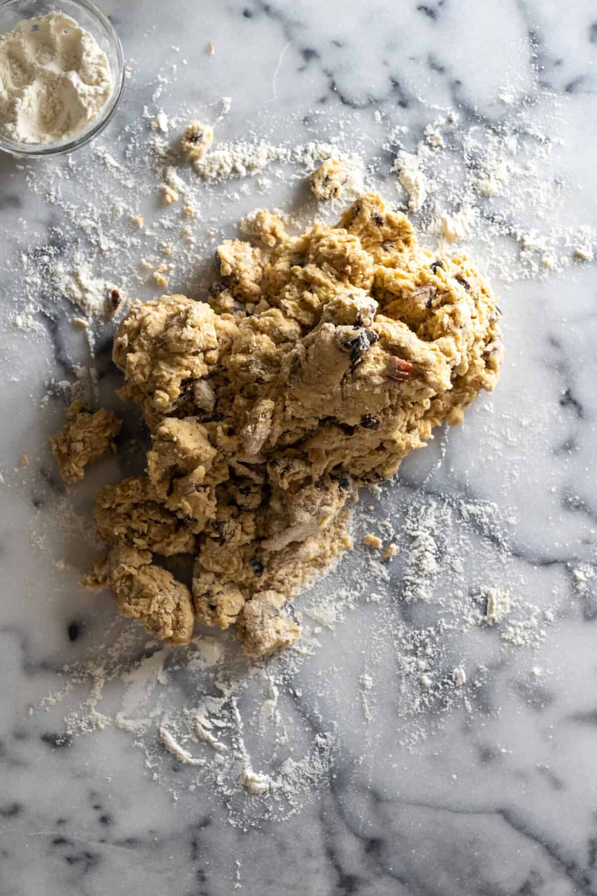 shaggy maple pecan prune scone dough