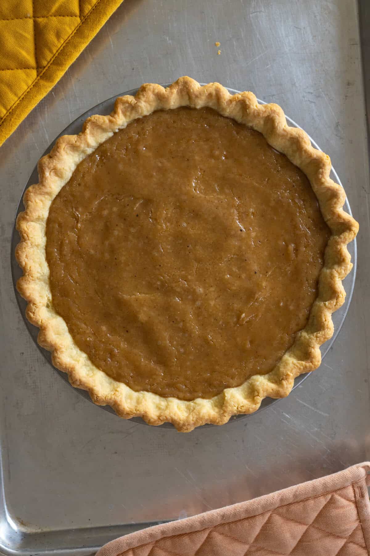 Hot Buttered Rum Sugar Cream Pie cooling