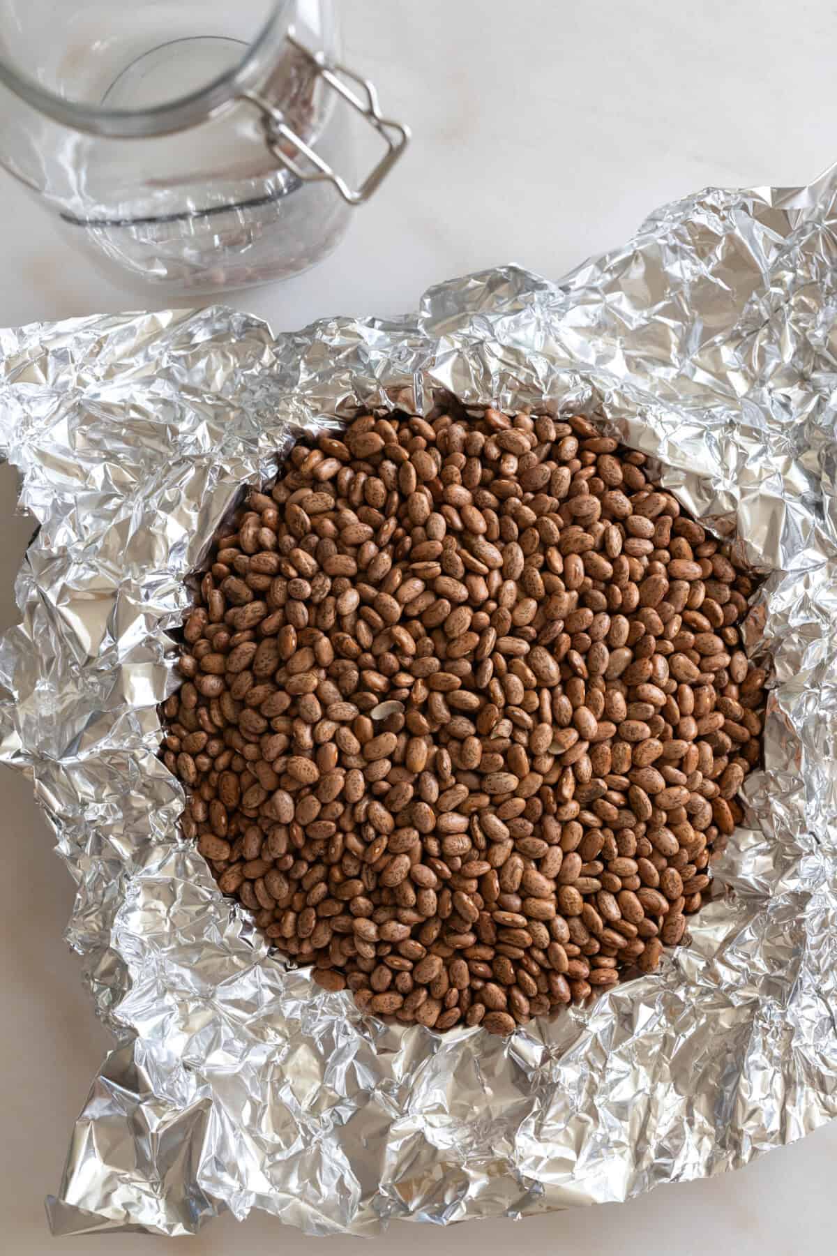 Pie shell filled with pie weights