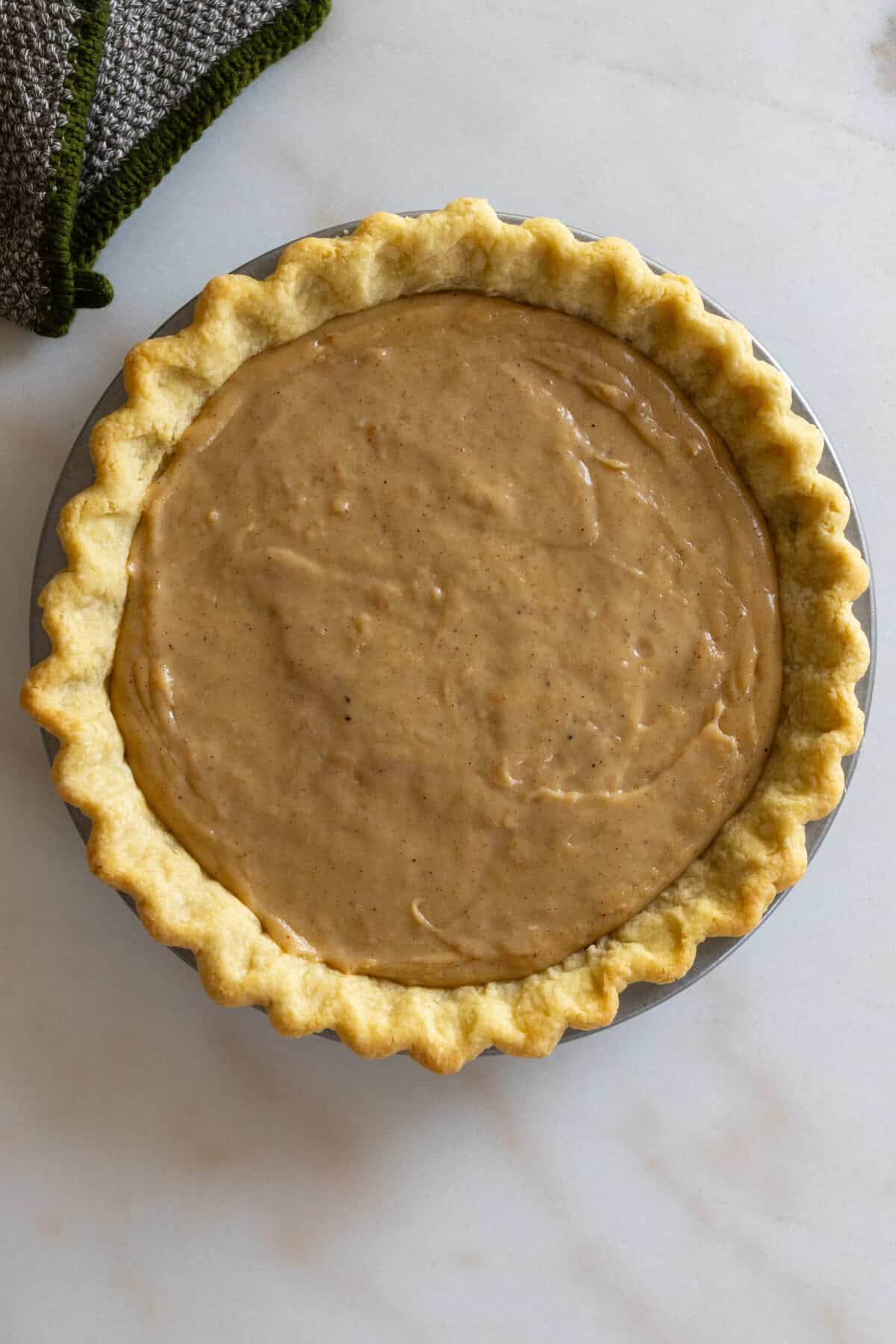 Hot Buttered Rum Sugar Cream Pie pre-baked