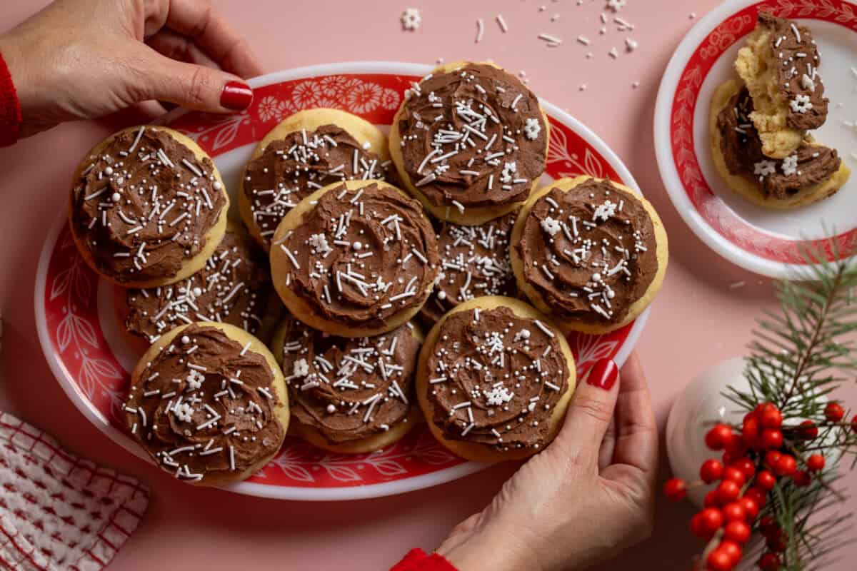 Sour Cream Cookies and Chocolate Frosting with Sprinkles