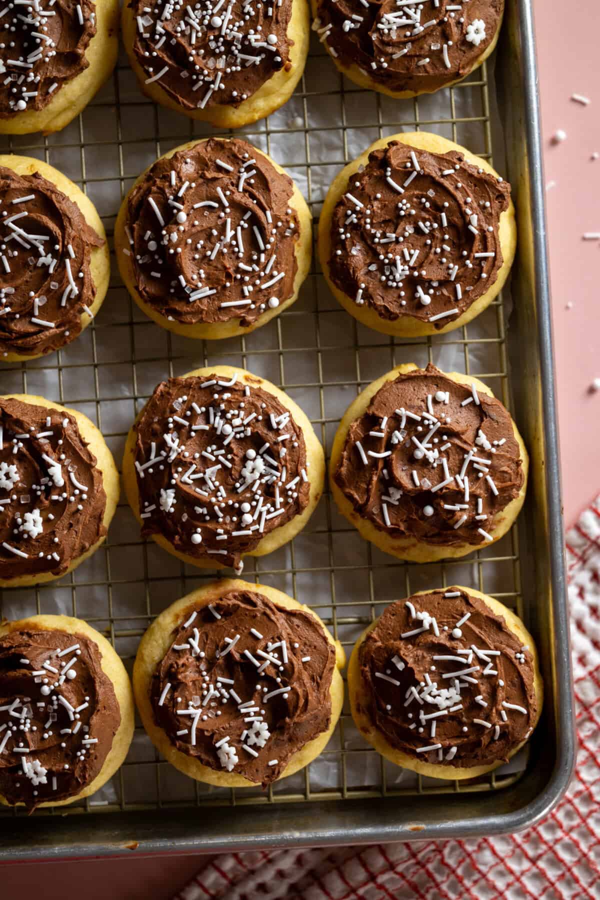 Chocolate Frosted Sour Cream Cookies with Sprinkles