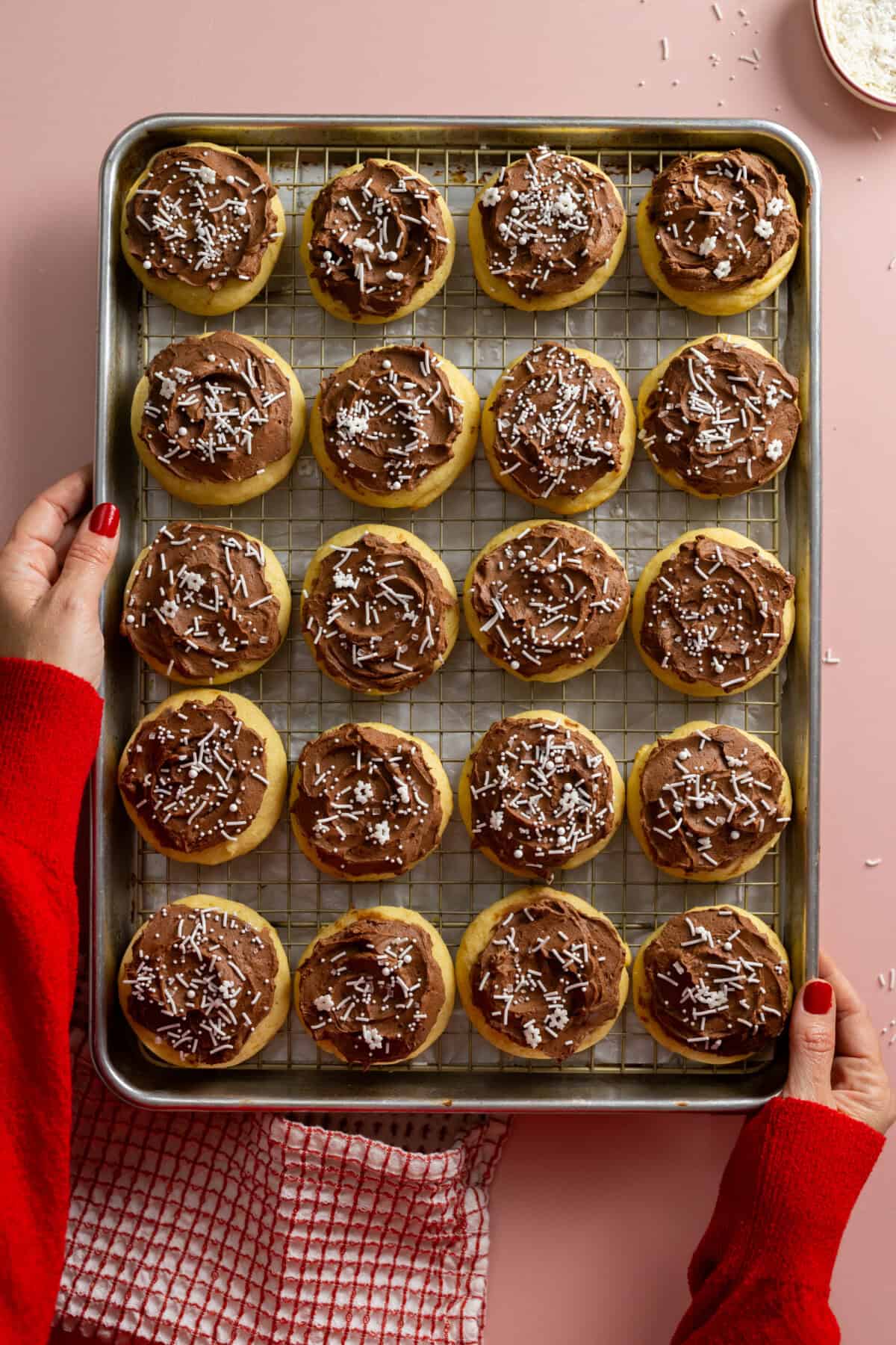 Sour Cream Cookies with Chocolate Frosting & sprinkles