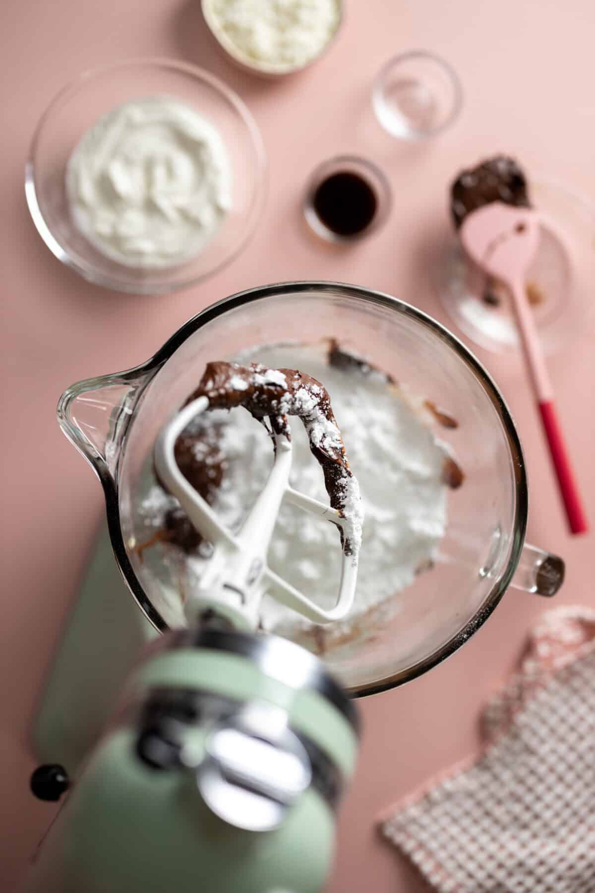 Mixing Chocolate Sour Cream Frosting