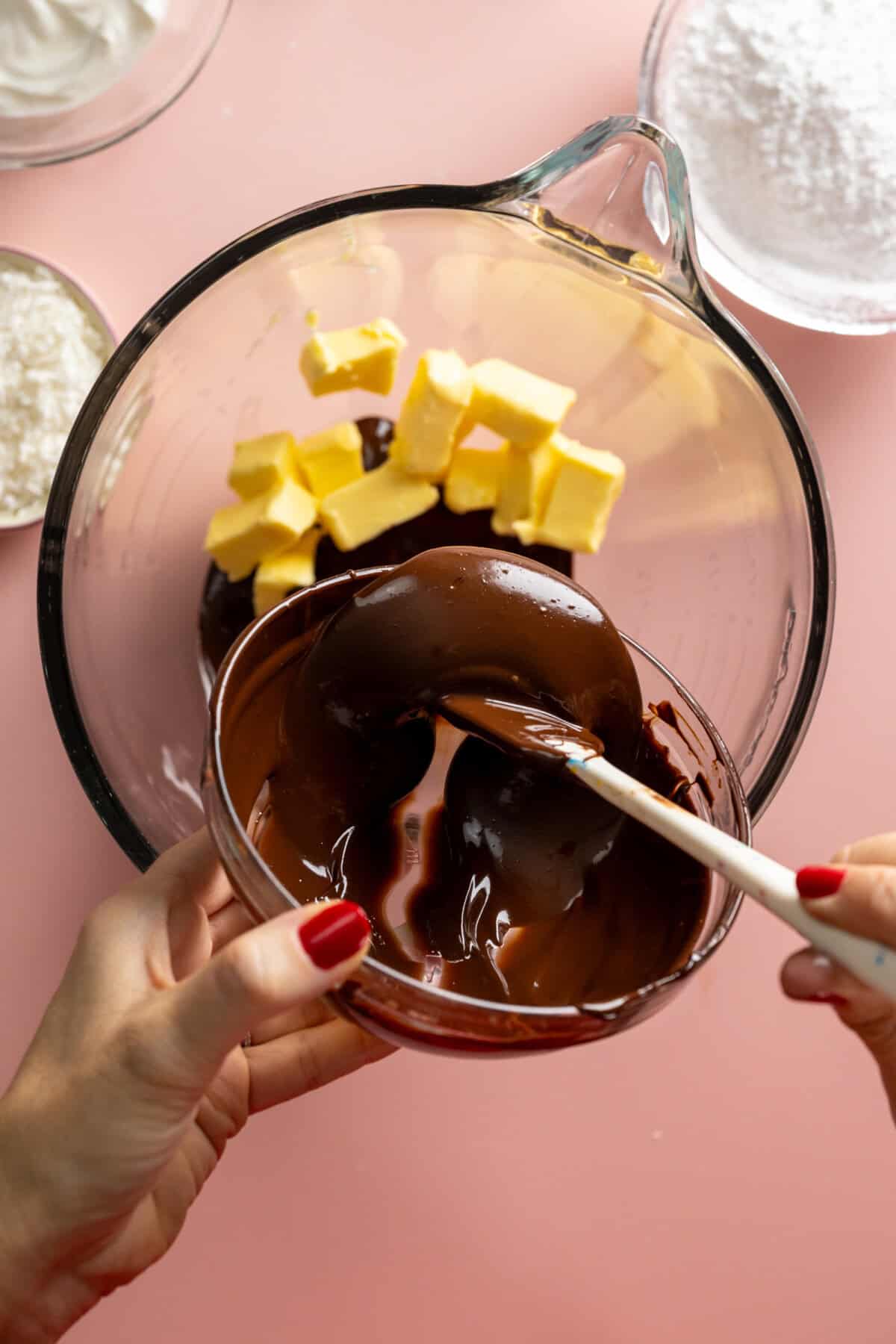Mixing Sour Cream Chocolate Frosting