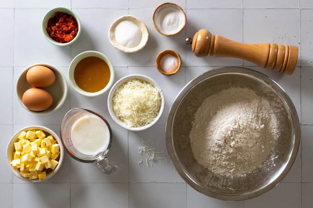 Ingredients for Calabrian Chili Pecorino Honey Scones
