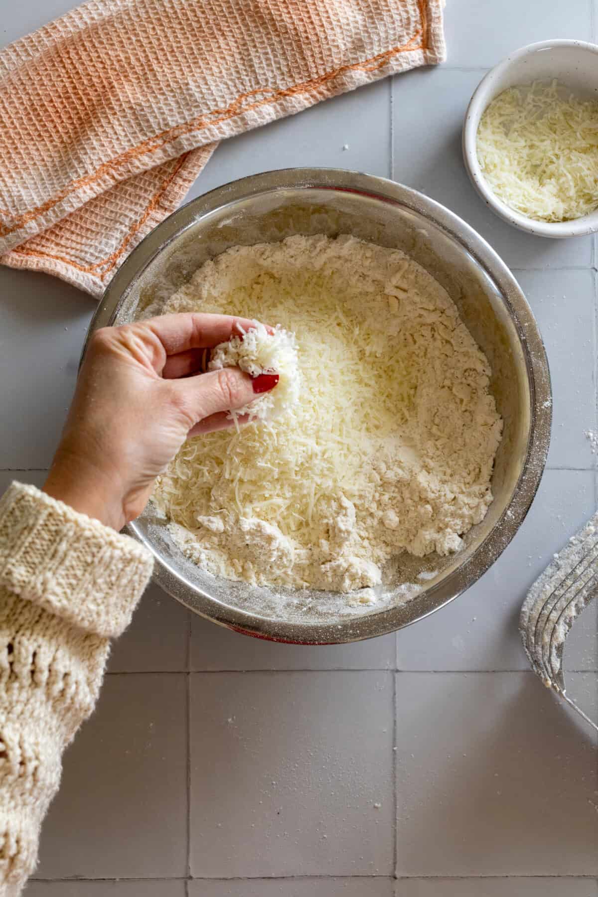 Adding pecorino to savory scone dough