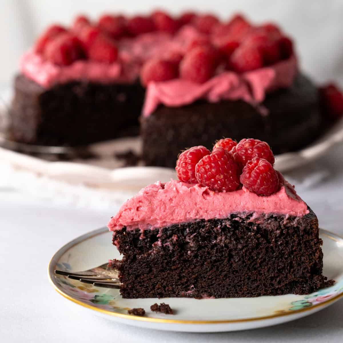 Chocolate Cake with Raspberry Cream Cheese Frosting by Baking The Goods