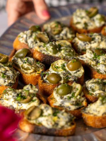 Spinach Olive Dip Crostini by Baking The Goods