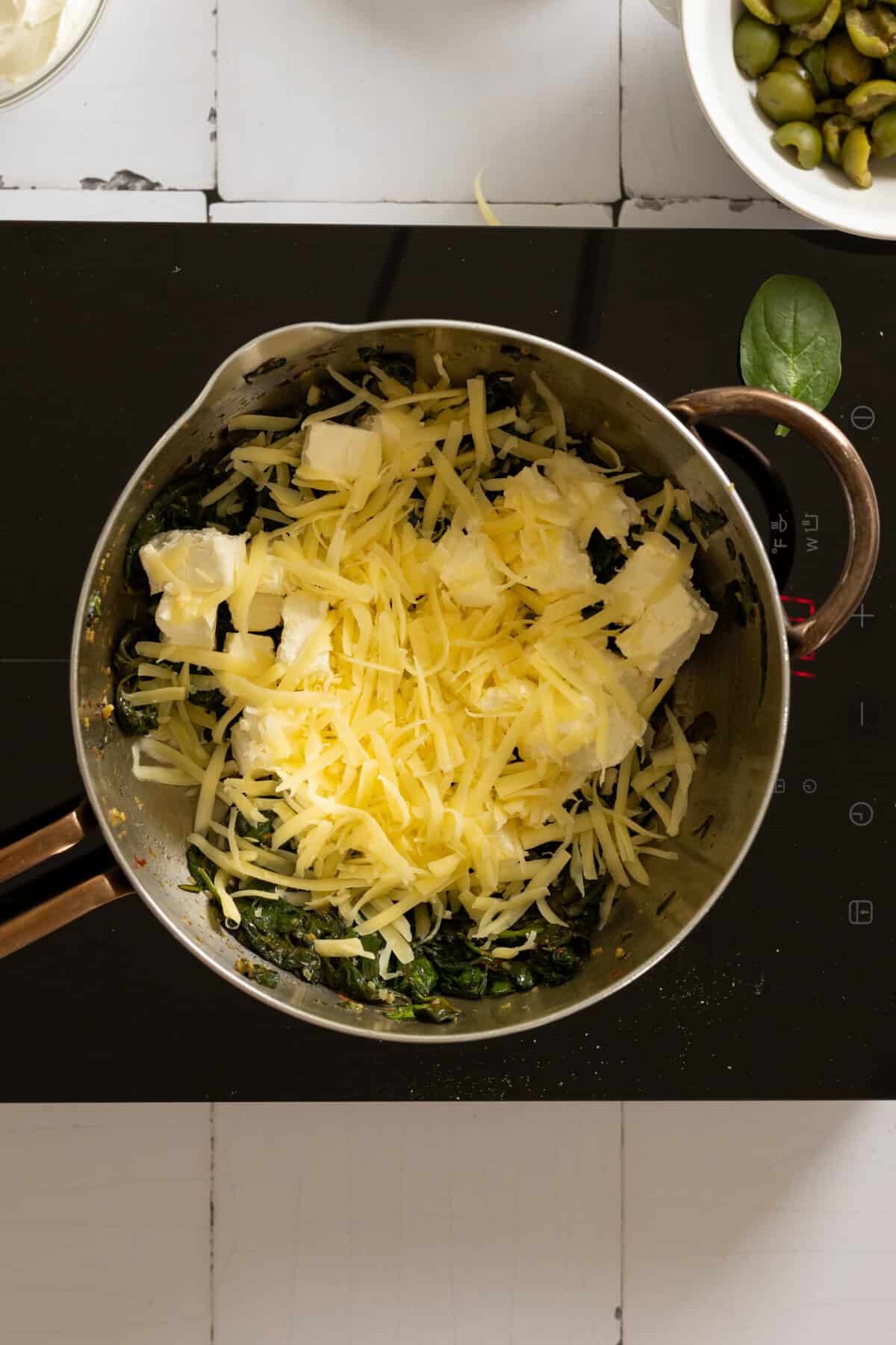 Adding cream cheese and mozzarella to dip