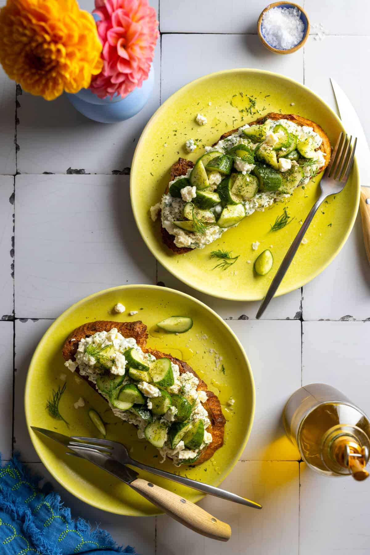 2 Cottage Cheese Tzatziki Toasts